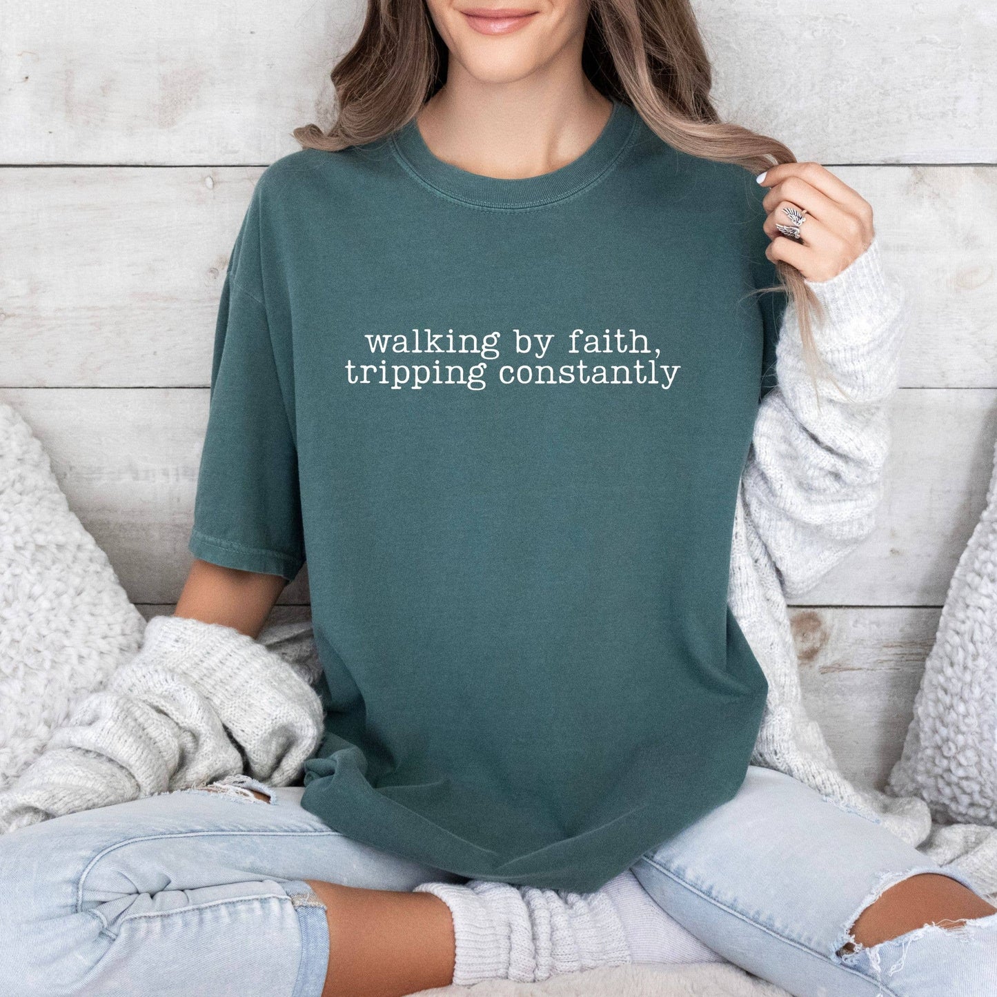 Walking By Faith Tripping Constantly Graphic Tee - Summer Unisex T-shirt, Sweatshirt, Hoodie, Long Sleeve Tee - T-Shirt, Sweatshirt, Hoodie