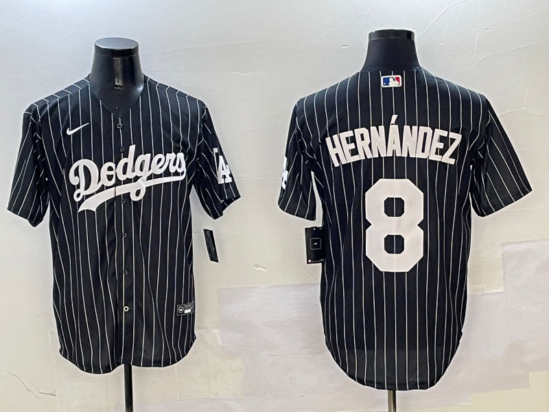 Men's Los Angeles Dodgers Enrique Hernandez #8 Black Alternate Limited Player Jersey baseball jersey product view 1