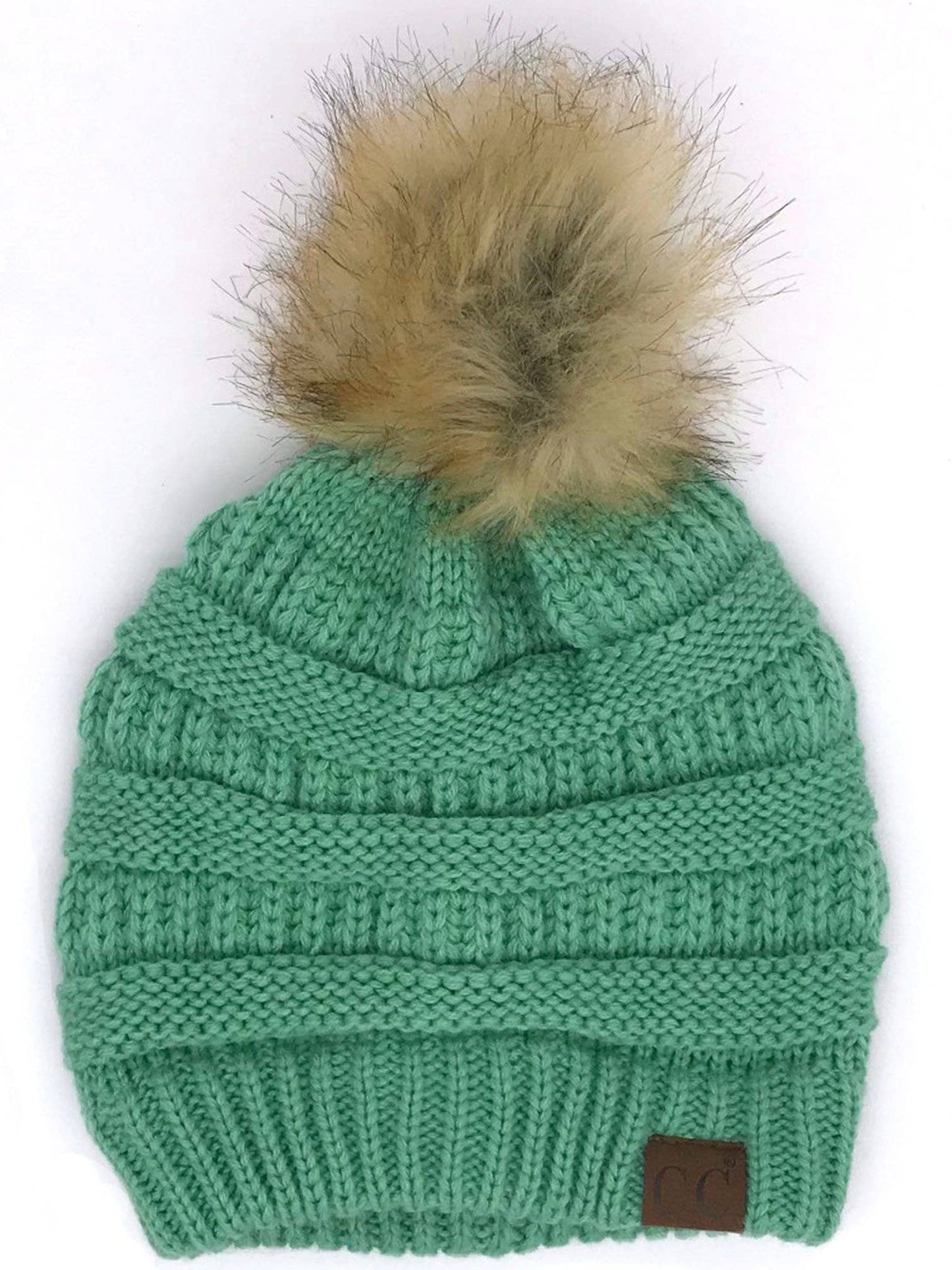 Hat-43 Beanie W/Faux Fur Pom - Sage Unisex T-shirt, Sweatshirt, Hoodie, Long Sleeve Tee - T-Shirt, Sweatshirt, Hoodie