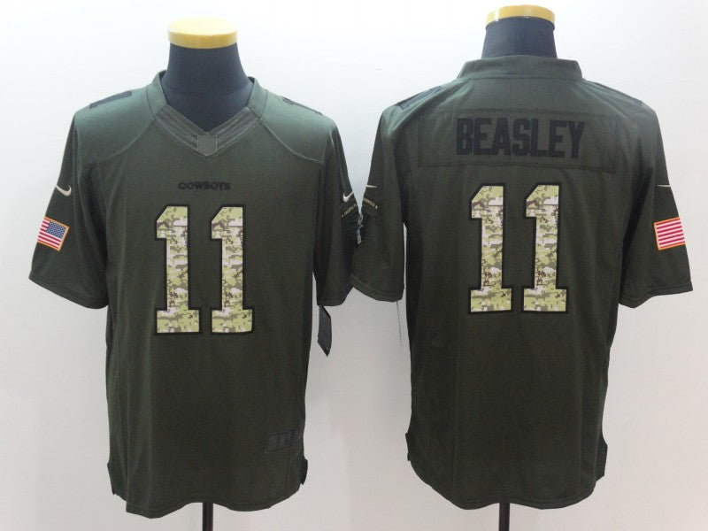 Men's Dallas Cowboys Cole Beasley #11 Army Green Game Jersey1 football jersey product view 1