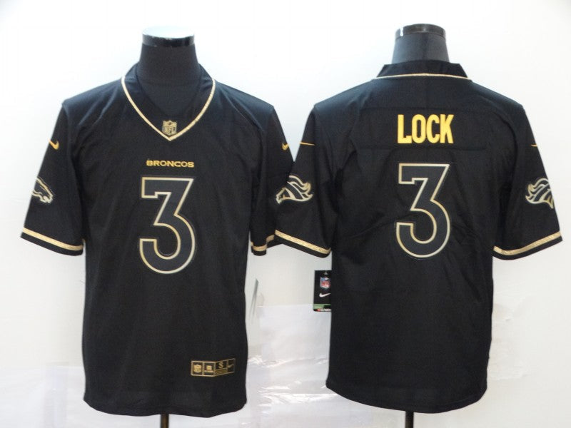 Men's Denver Broncos Drew Lock #3 Black Game Jersey1 football jersey product view 1