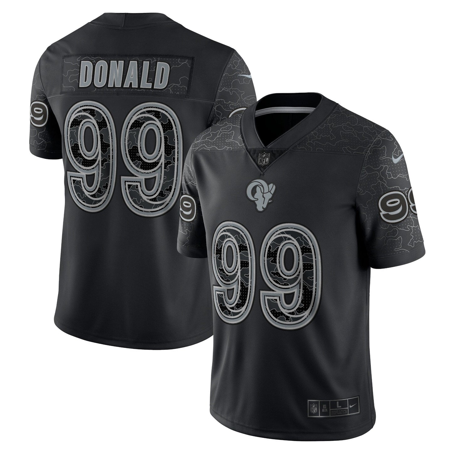 Aaron Donald Los Angeles Rams RFLCTV Limited Jersey - Black football jersey product view 1