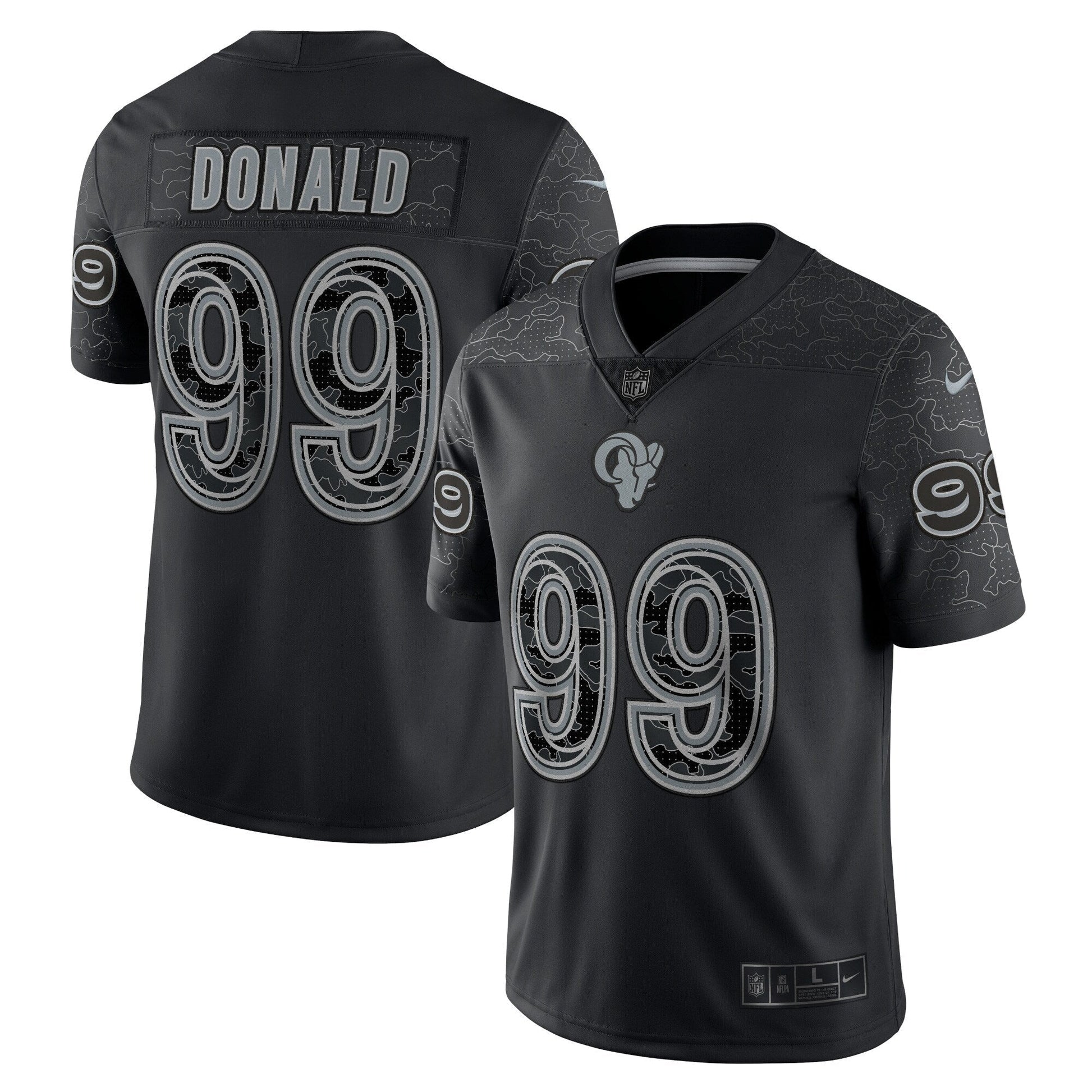 Aaron Donald Los Angeles Rams RFLCTV Limited Jersey - Black football jersey product view 1