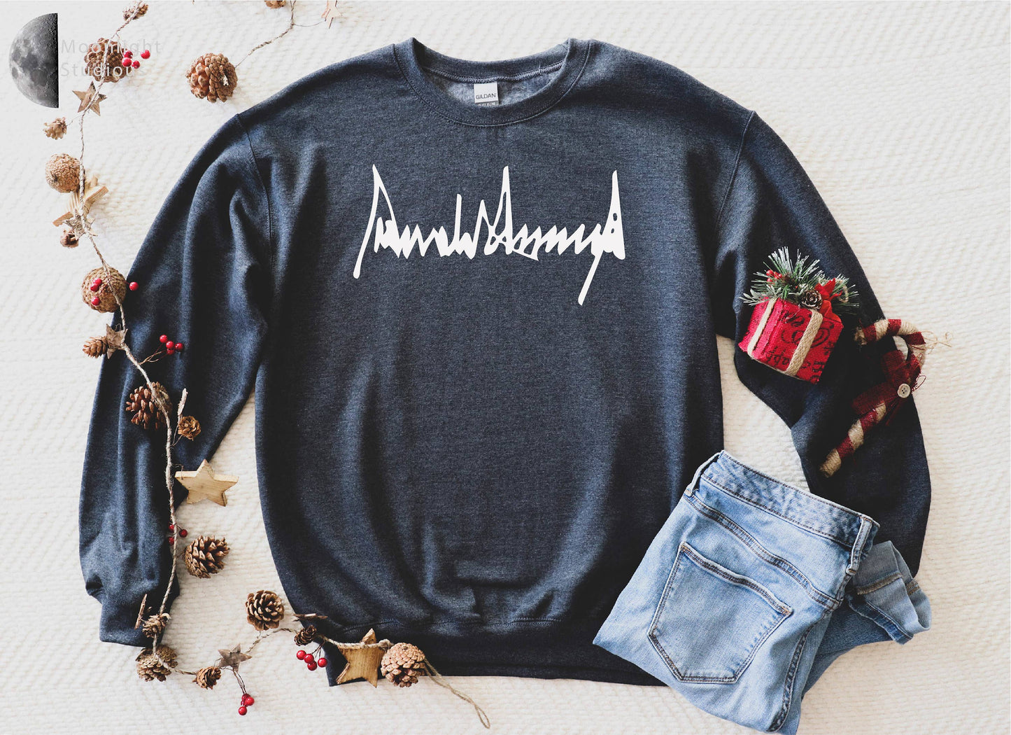 Donald Trump Signature Sweatshirt Proudly American Unisex T-shirt, Sweatshirt, Hoodie, Long Sleeve Tee - T-Shirt, Sweatshirt, Hoodie