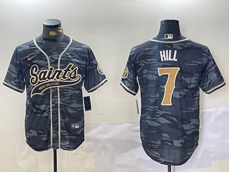 Men's New Orleans Saints Taysom Hill Grey Camouflage Player Jersey football jersey product view 1