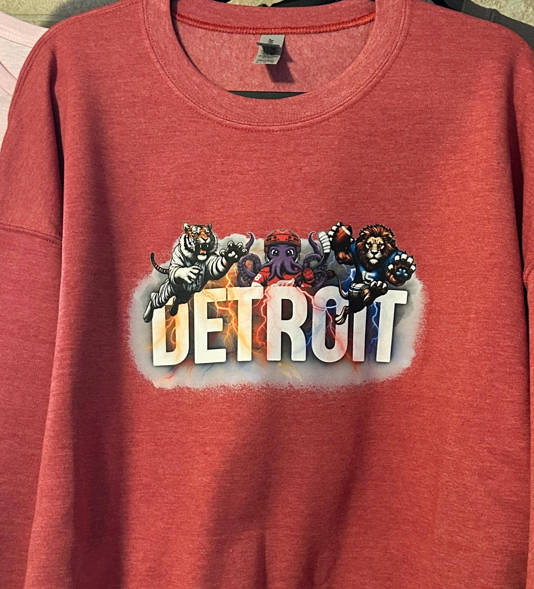 Detroit Sports Fan Crew Neck Sweatshirt Unisex T-shirt, Sweatshirt, Hoodie, Long Sleeve Tee - T-Shirt, Sweatshirt, Hoodie
