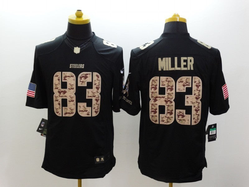 Men's Pittsburgh Steelers Heath Miller #83 Black Game Player Jerseys football jersey product view 1