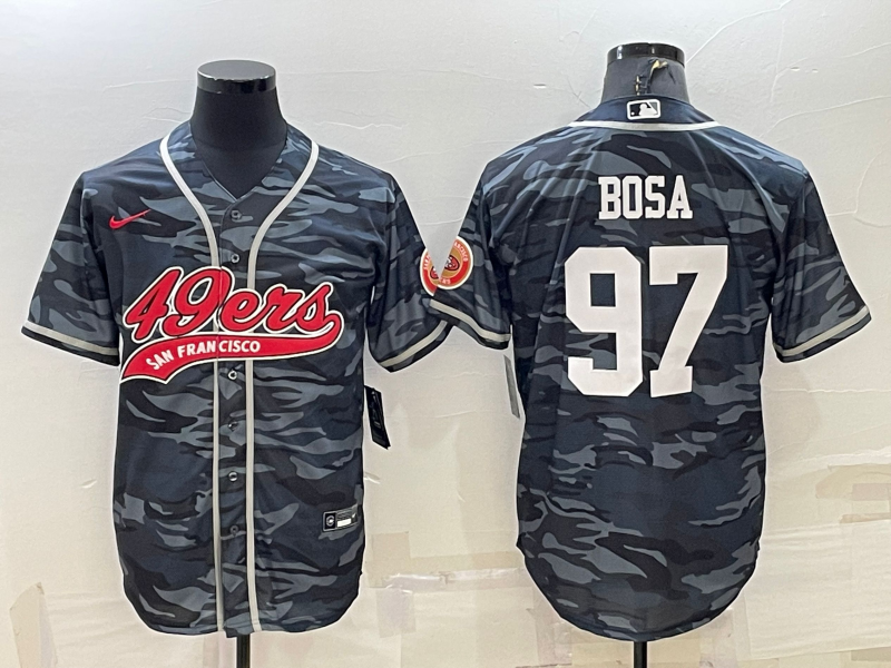 Men's San Francisco 49ers Nick Bosa Grey Camouflage Game Jersey Joint Edition football jersey product view 1