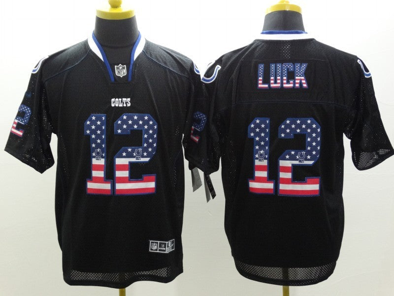Men's Indianapolis Colts Andrew Luck #12 Black Game Player Jersey1 football jersey product view 1