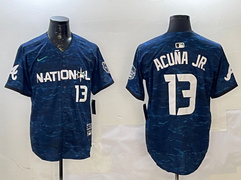 Men's National League Ronald Acuna Jr. Navy 2023 MLB All-Star Game Limited Player Jersey baseball jersey product view 1