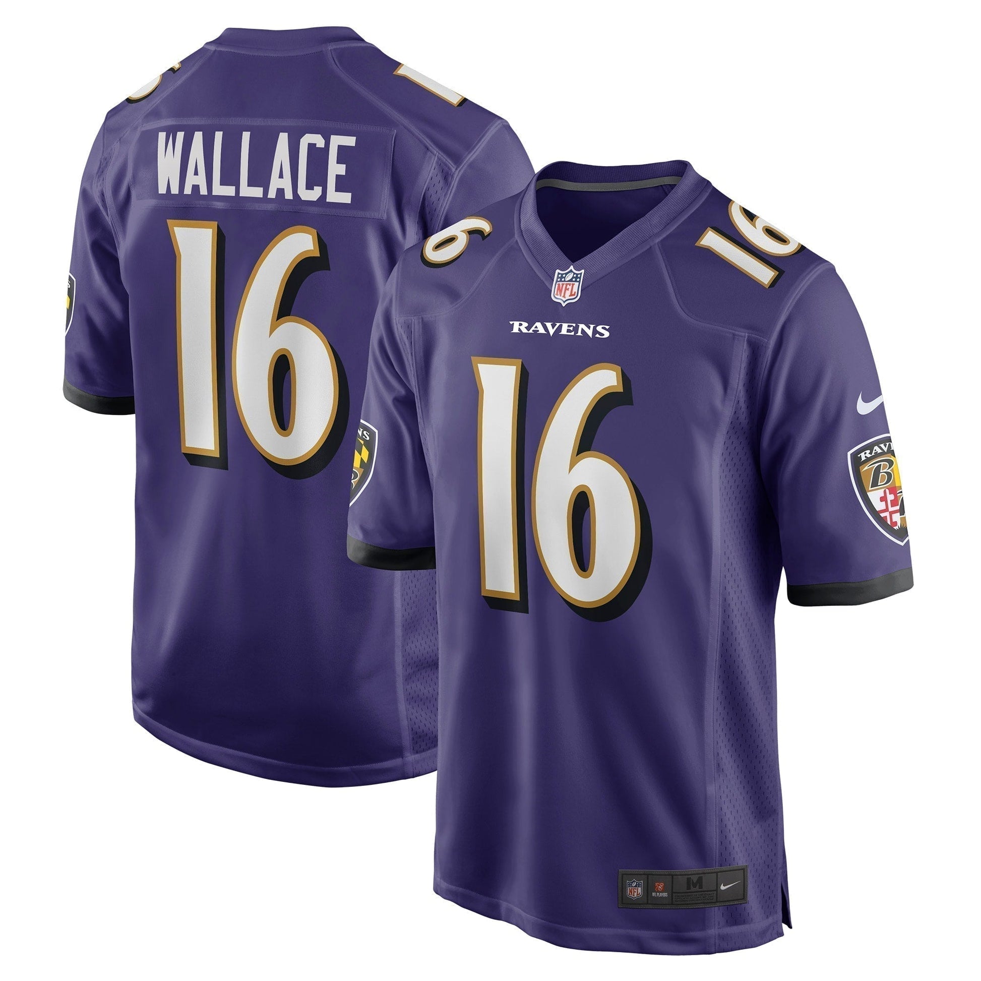 Tylan Wallace Baltimore Ravens Game Jersey - Purple football jersey product view 1