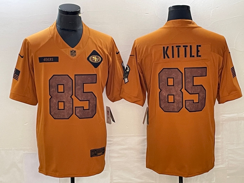 Men's San Francisco 49ers George Kittle Brown 2023 Salute To Service Limited Jersey football jersey product view 1