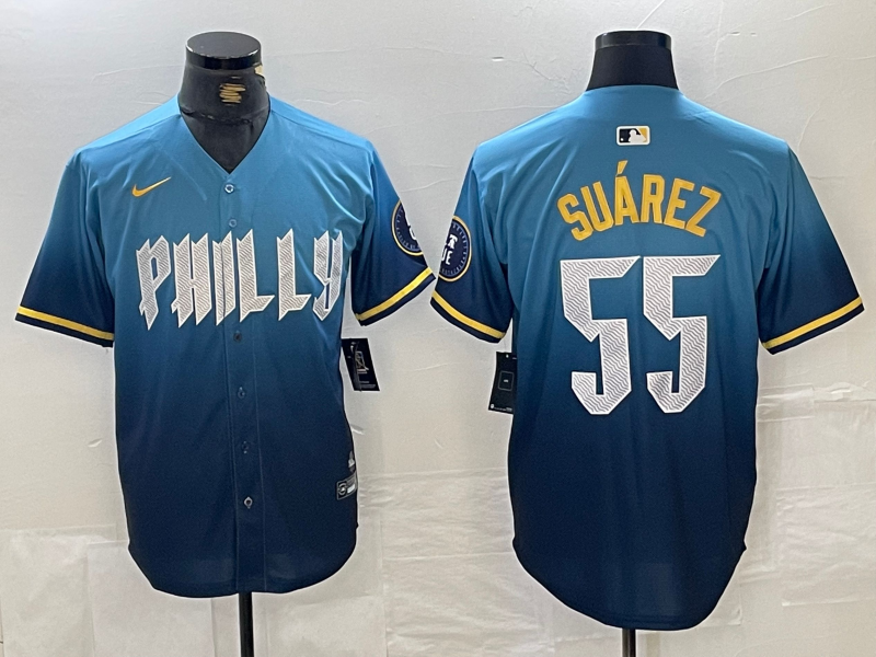 Men's Philadelphia Phillies Ranger Suarez Blue 2024 City Connect Limited Player Jersey baseball jersey product view 1
