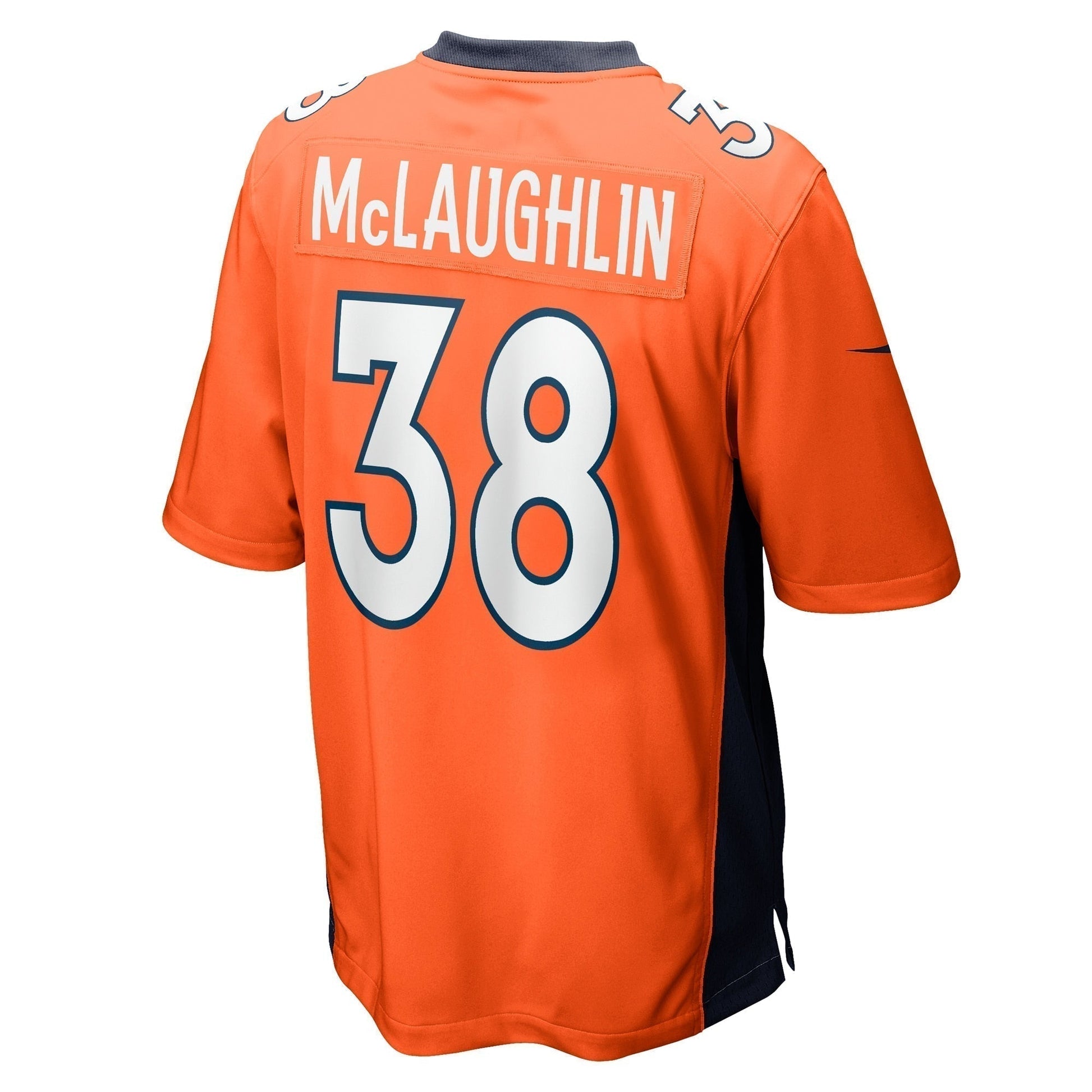 Jaleel McLaughlin Denver Broncos Game Jersey - Orange football jersey product view 3