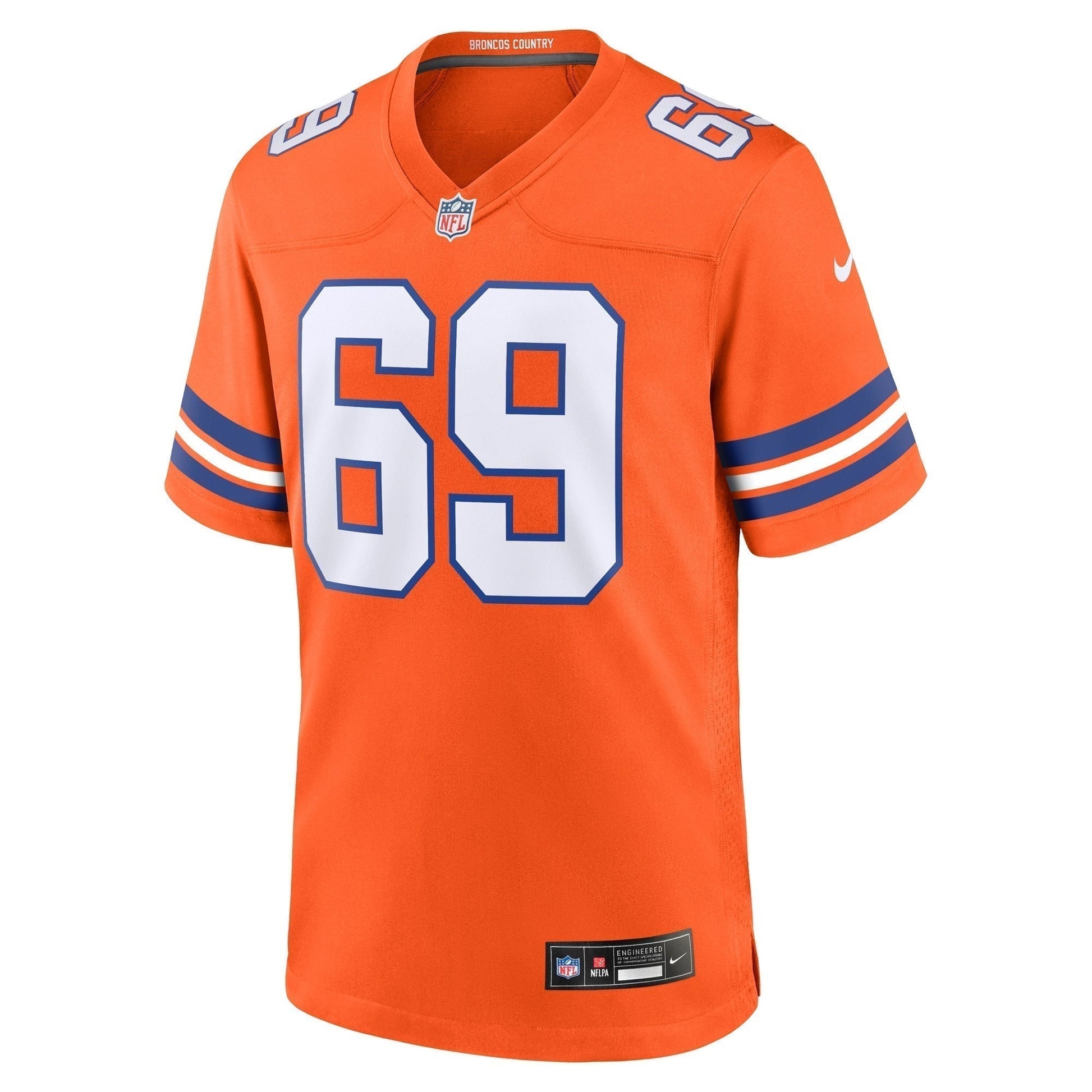 Mark Schlereth Denver Broncos Mile High Collection 1977 Throwback Retired Game Jersey - Orange football jersey product view 2