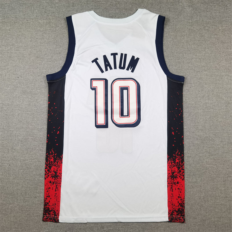 Men's 2024 USA Dream Team Jayson Tatum #10 White Authentic Player Jersey basketball jersey product view 2
