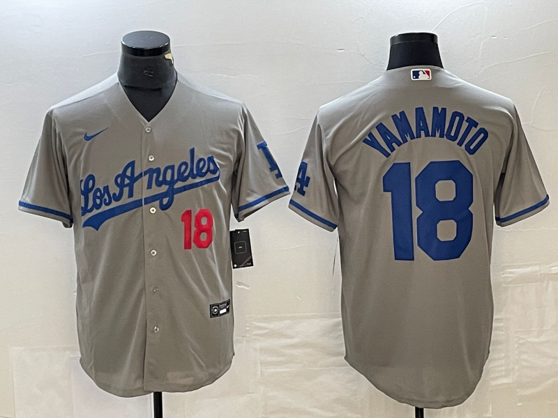 Men's Los Angeles Dodgers Yoshinobu Yamamoto Gray Game Jersey baseball jersey product view 1