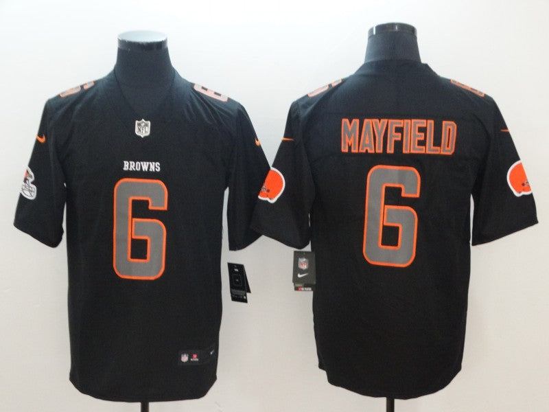 Men's Cleveland Browns Baker Mayfield Black Game Player Jersey1 football jersey product view 1