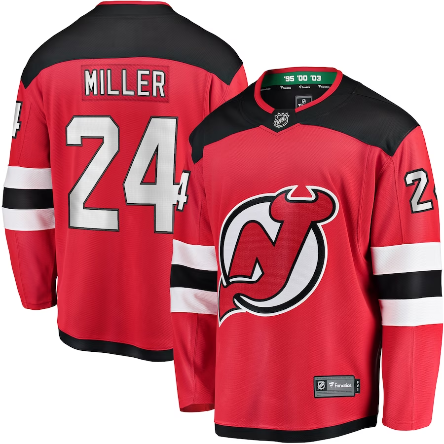 Men's New Jersey1 Devils Colin Miller #24 Red Player Game Jersey1 sports jersey product view 1