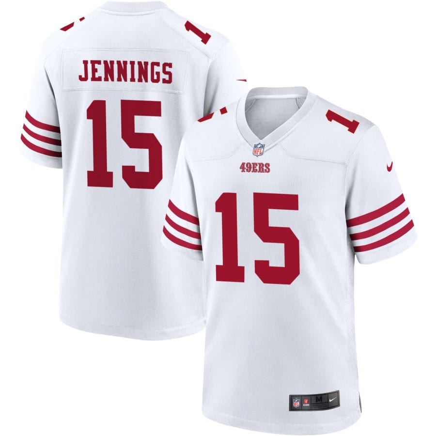 Jauan Jennings San Francisco 49ers Game Jersey - White football jersey product view 1