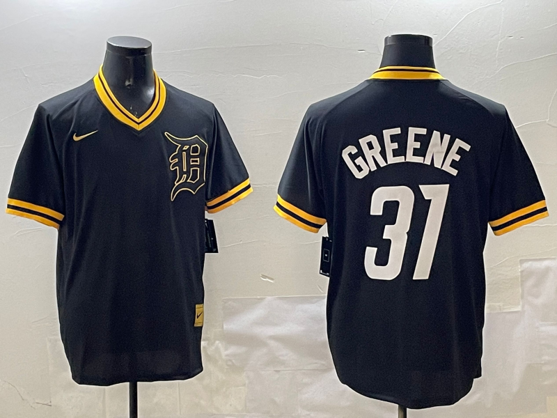 Men's Detroit Tigers Riley Greene #31 Black Replica Player Jersey baseball jersey product view 1