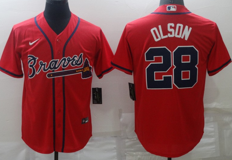 Men's Atlanta Braves Matt Olson #28 Red Replica Jersey1 baseball jersey product view 1