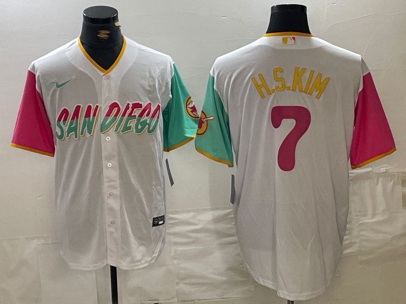 Men's San Diego Padres Ha-Seong Kim White City Connect Replica Player Jersey baseball jersey product view 1