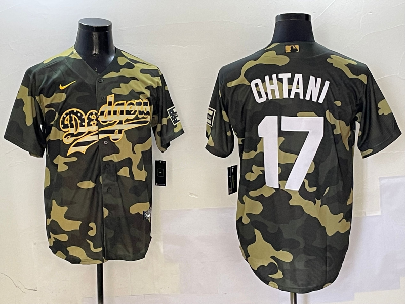 Men's Los Angeles Dodgers Shohei Ohtani Camouflage Replica Player Jersey baseball jersey product view 1