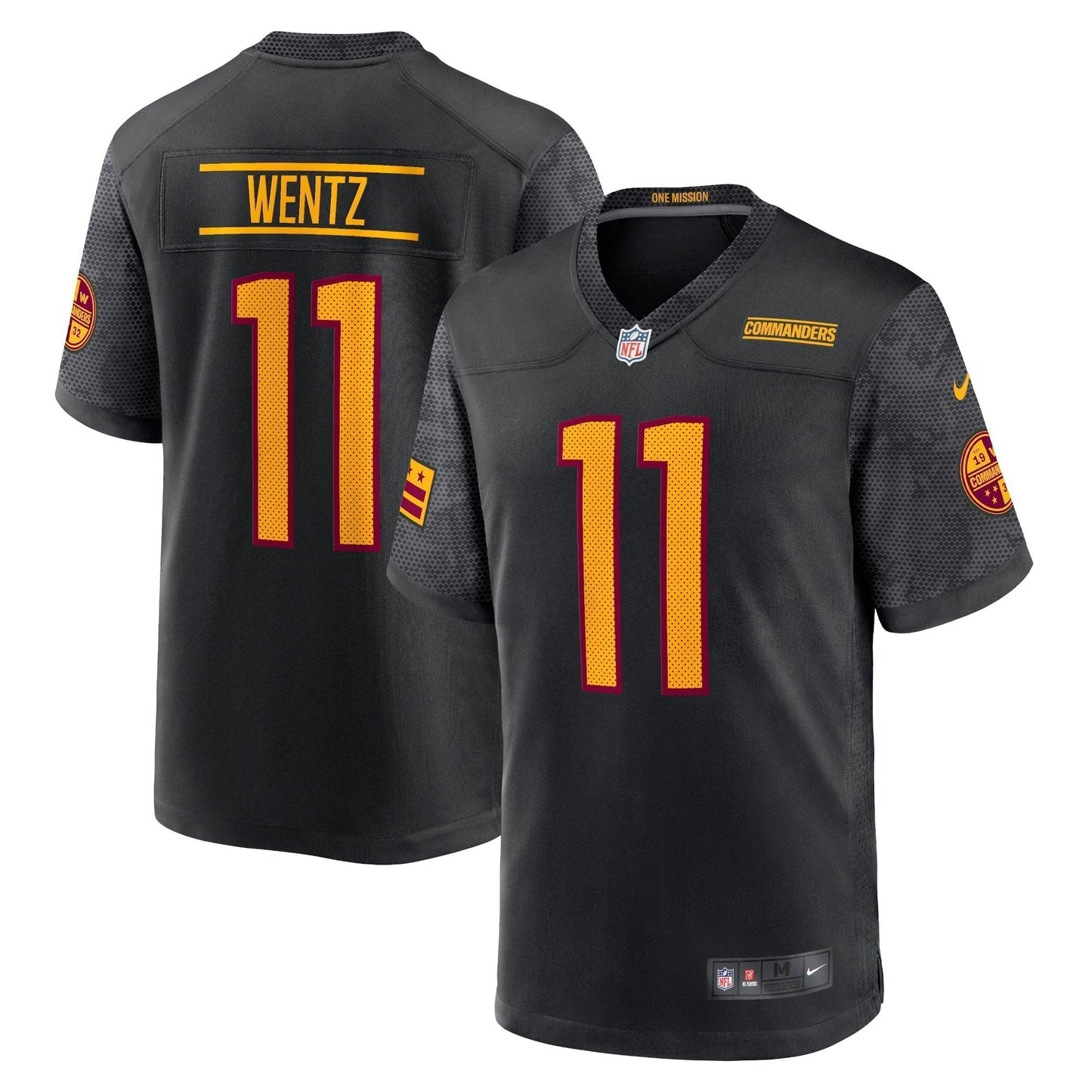 Carson Wentz Washington Commanders Alternate Game Jersey - Black football jersey product view 1