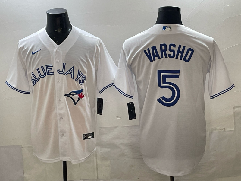Men's Toronto Blue Jays Daulton Varsho #5 White Home Replica Jersey baseball jersey product view 1