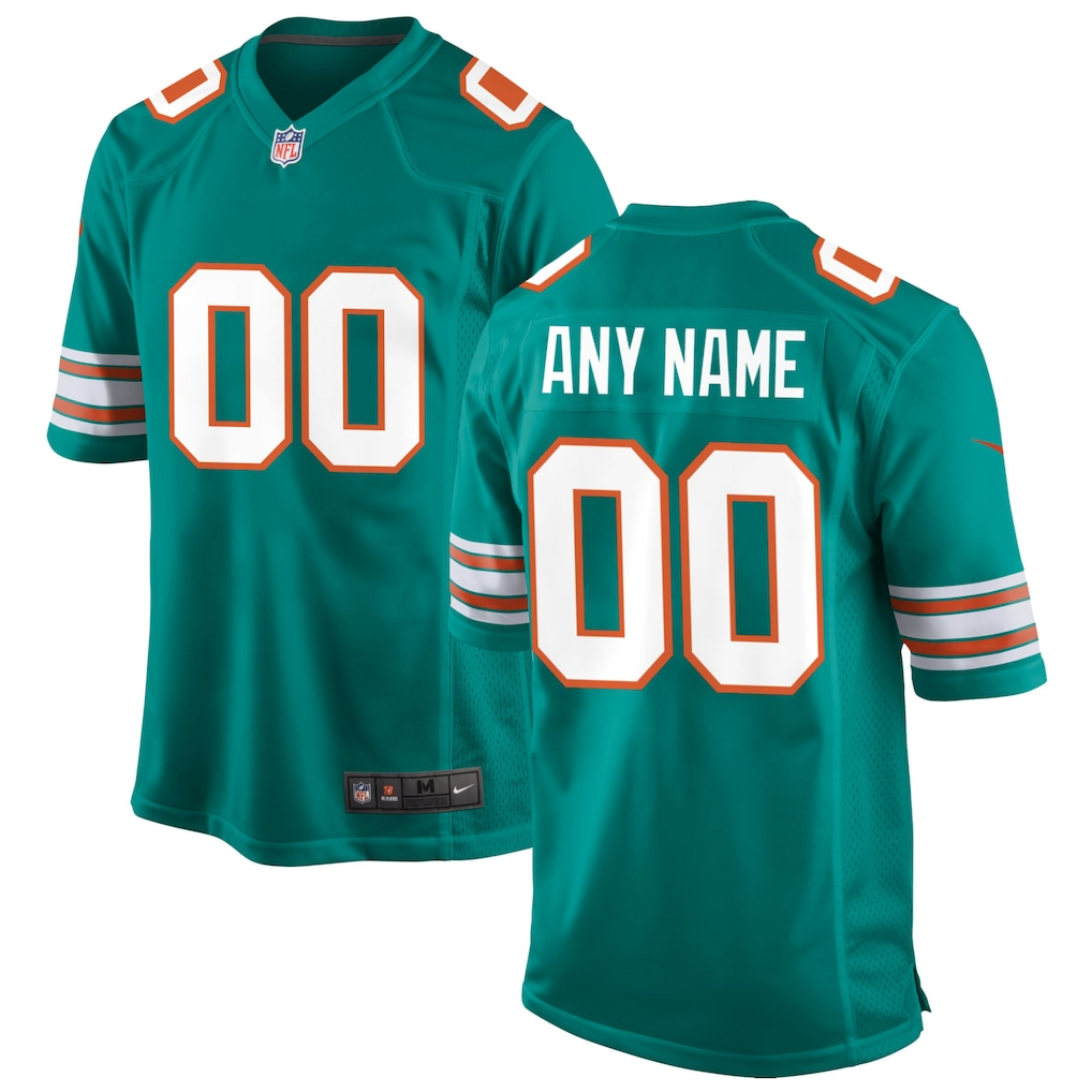 Men's Miami Dolphins Aqua Alternate Custom Game Jersey football jersey product view 1