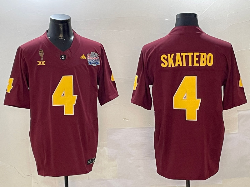 Men's Arizona State Sun Devils Cameron Skattebo #4 Red Player Jersey sports jersey product view 1