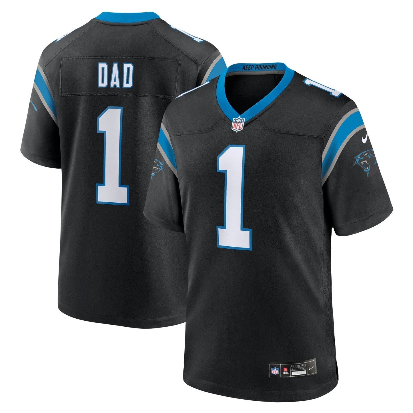 Number 1 Dad Carolina Panthers Game Jersey - Black football jersey product view 1