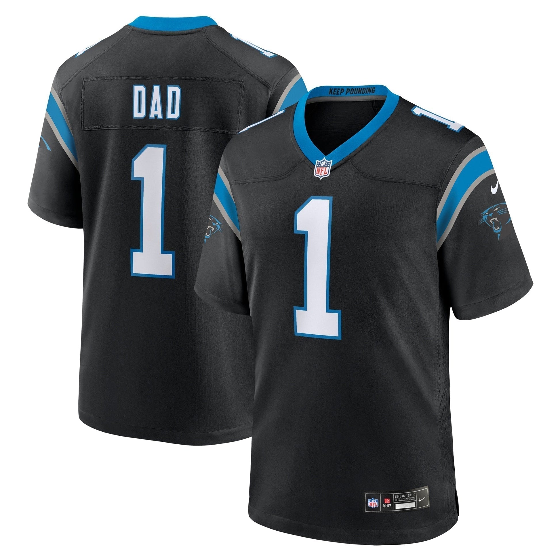 Number 1 Dad Carolina Panthers Game Jersey - Black football jersey product view 1