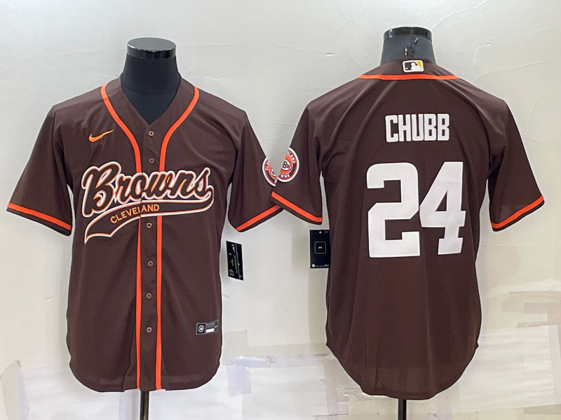 Men's Cleveland Browns Nick Chubb Brown Game Jersey Joint Edition football jersey product view 1