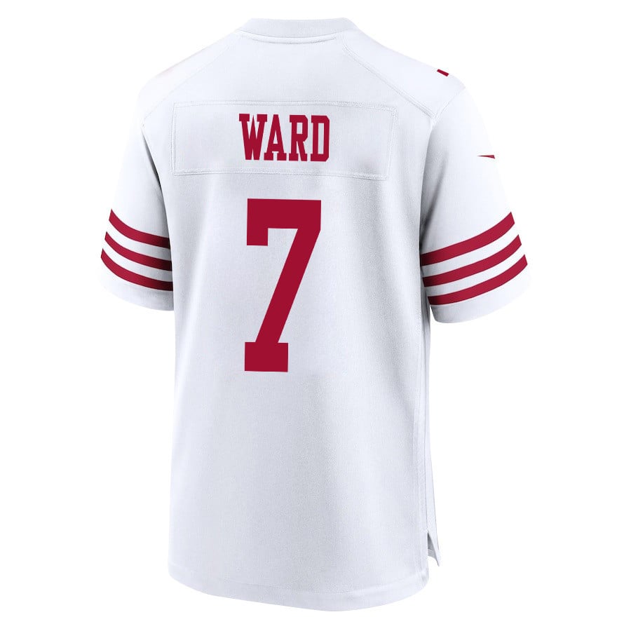 Charvarius Ward 7 San Francisco 49ers Super Bowl LVIII Patch Game Men Jersey - White football jersey product view 3