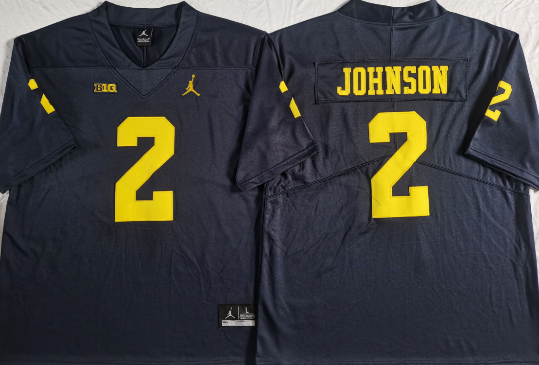 Men's Michigan Wolverines Will Johnson #2 Navy Blue Game Jersey sports jersey product view 1