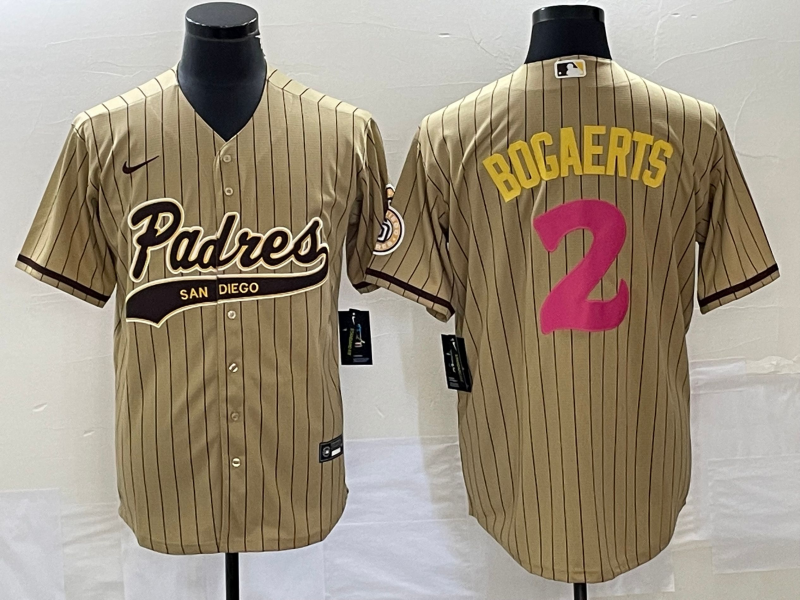 Men's San Diego Padres Xander Bogaerts #2 Tan Replica Player Jersey Joint Edition baseball jersey product view 1