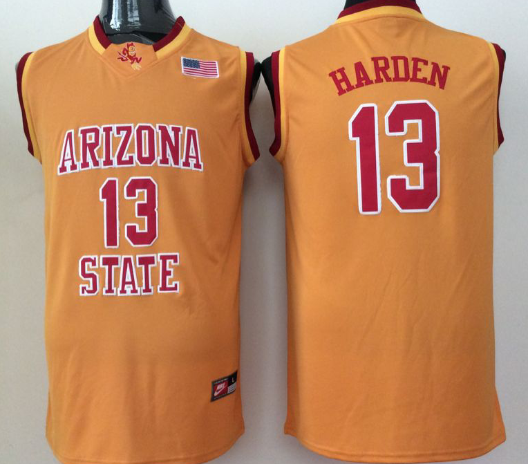 Men's Arizona State Sun Devils James Harden #13 Yellow Player Game Jersey sports jersey product view 1