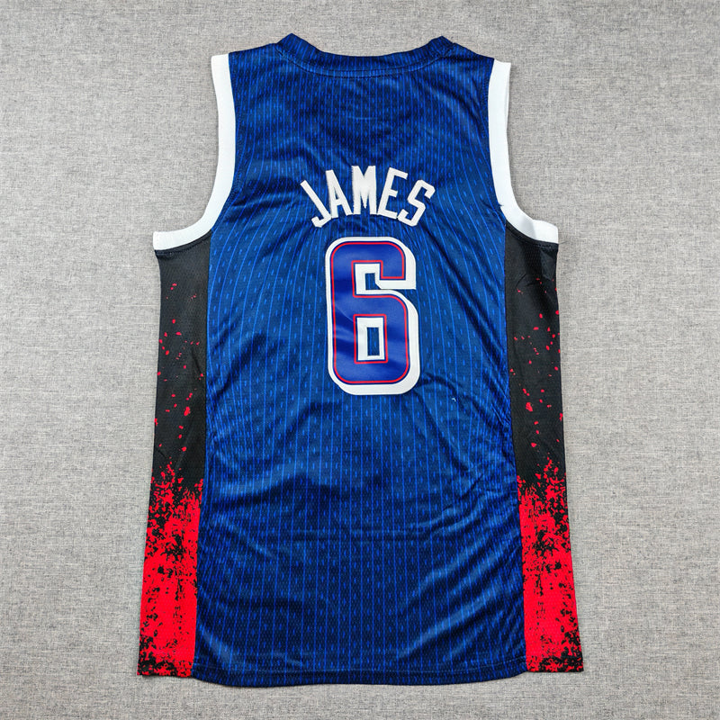 Men's 2024 USA Dream Team LeBron James #6 Navy Authentic Player Jersey basketball jersey product view 2