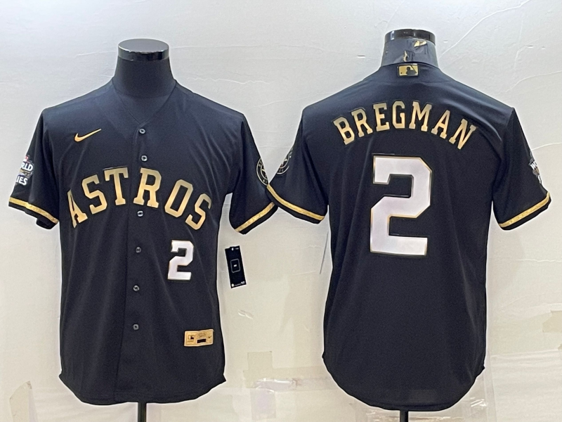 Men's Houston Astros Alex Bregman #2 Black Alternate Replica Player Jersey1 baseball jersey product view 1