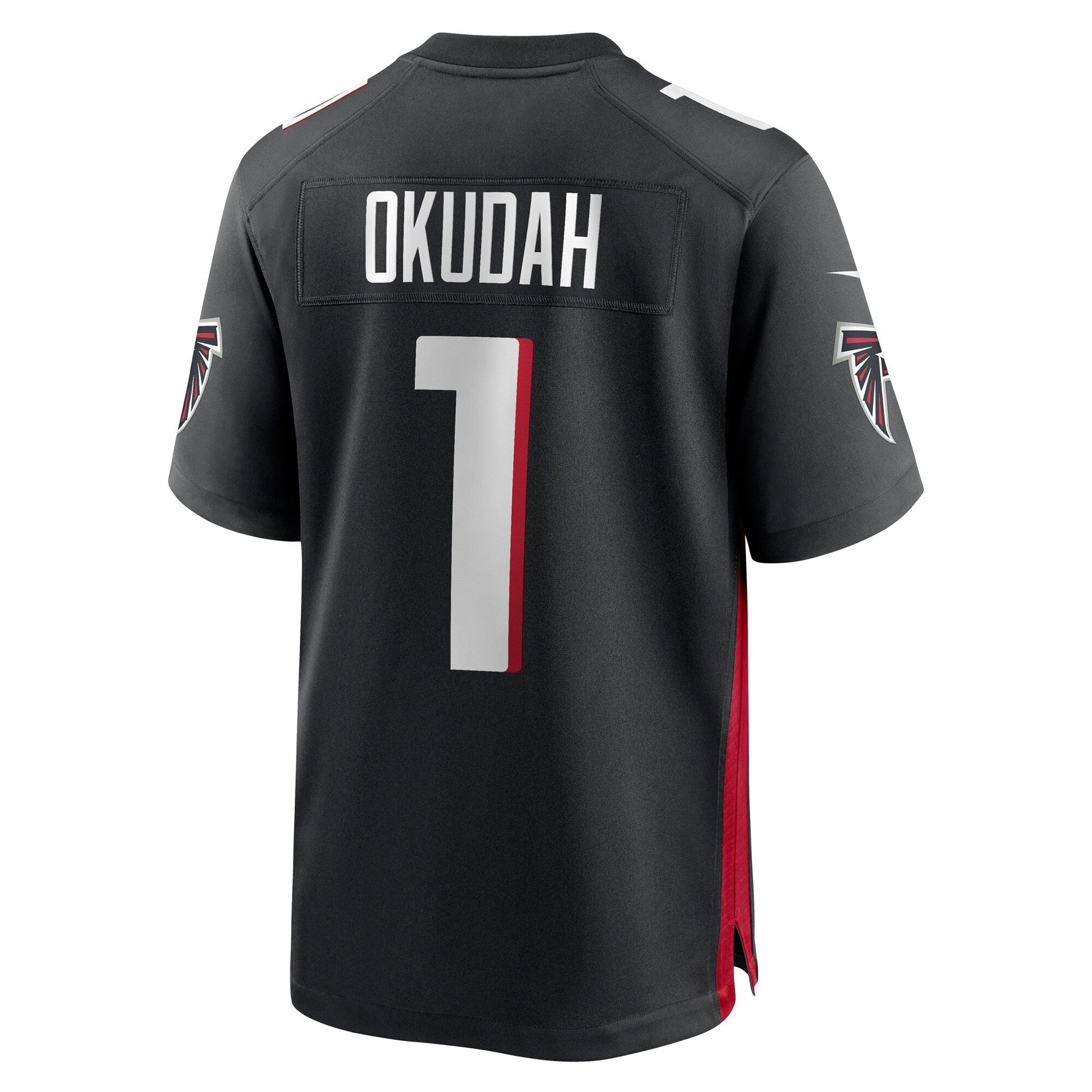 Jeff Okudah Atlanta Falcons Game Jersey - Black football jersey product view 3