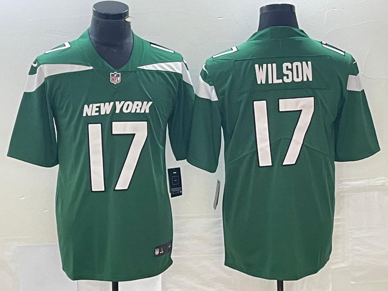 Men's New York Jets Garrett Wilson Green Player Game Jersey football jersey product view 1