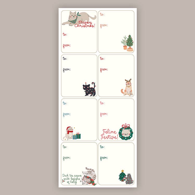 Cat Holiday Tags (Sticker Sheet) Unisex T-shirt, Sweatshirt, Hoodie, Long Sleeve Tee - T-Shirt, Sweatshirt, Hoodie