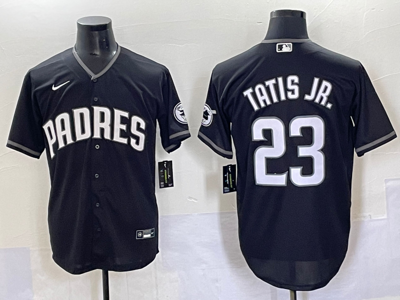 Men's San Diego Padres Fernando Tatis Jr. #23 Black Lights Out Replica Jersey baseball jersey product view 1