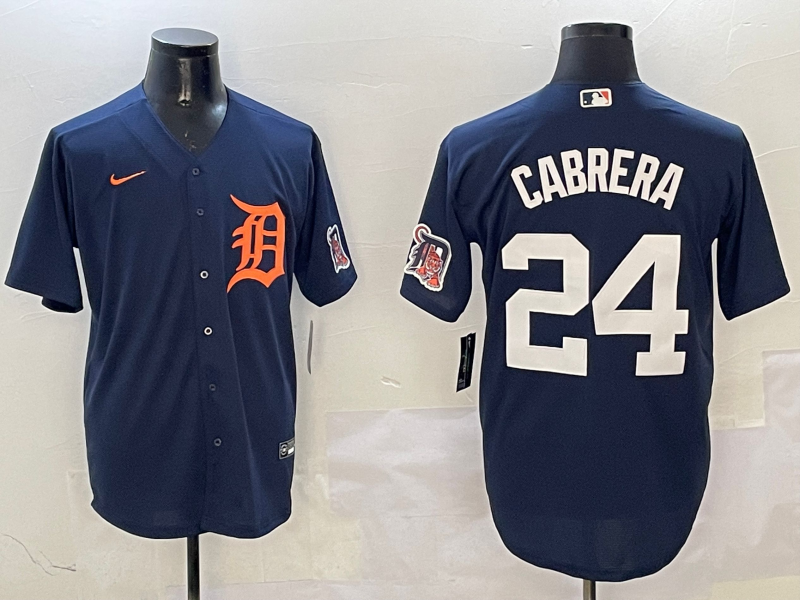 Men's Detroit Tigers Miguel Cabrera #24 Navy Limited Player Jersey baseball jersey product view 1