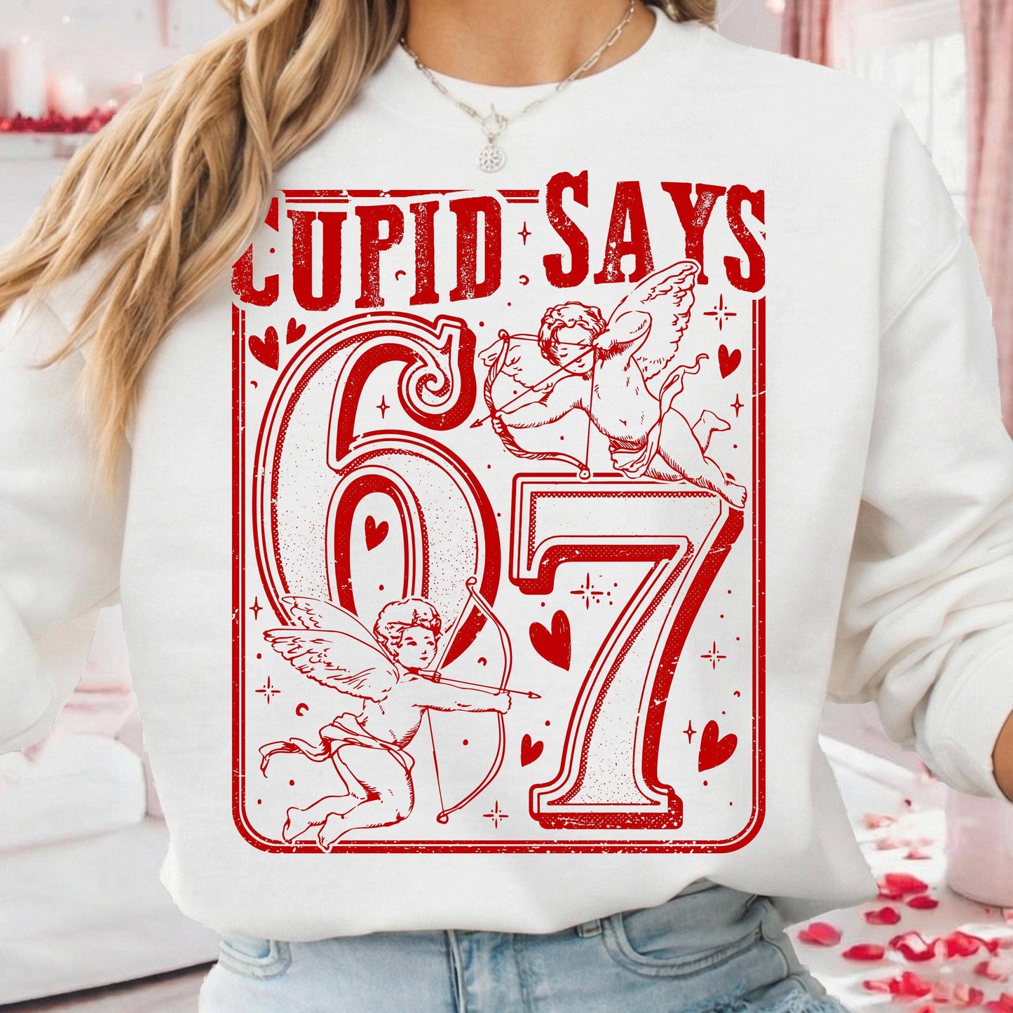 Floral Valentine Cupid Christmas Garment Unisex T-shirt, Sweatshirt, Hoodie, Long Sleeve Tee - T-Shirt, Sweatshirt, Hoodie