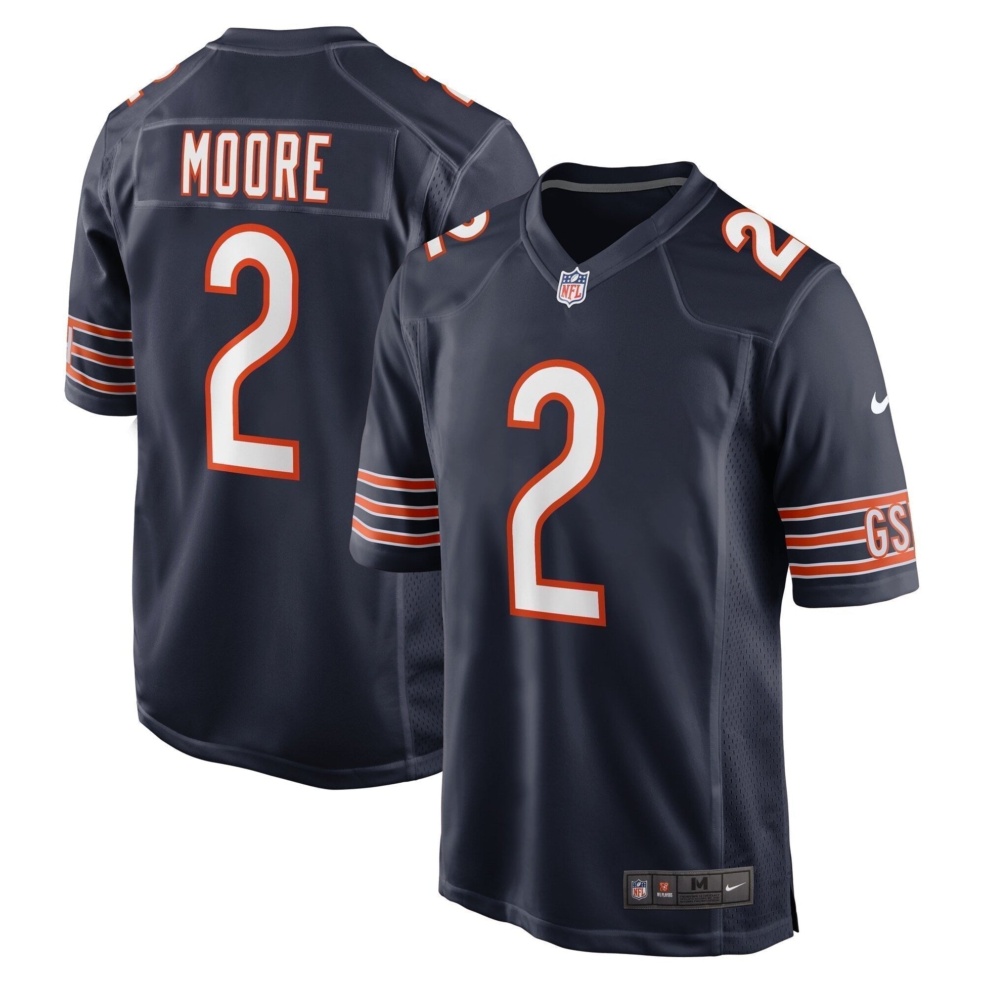 D.J. Moore Chicago Bears Team Color Game Jersey - Navy football jersey product view 1