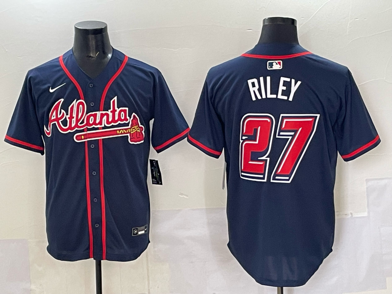 Men's Atlanta Braves Austin Riley Navy 2025 MLB Speedway Classic Alternate Limited Jersey baseball jersey product view 1