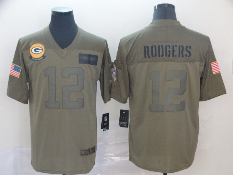 Men's Green Bay Packers Aaron Rodgers #12 Brown Player Game Jersey1 football jersey product view 1